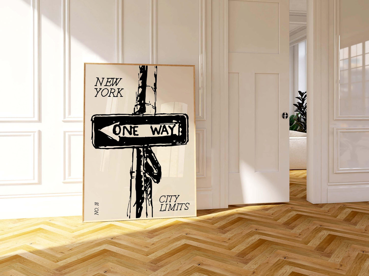 New York Street Sign Black