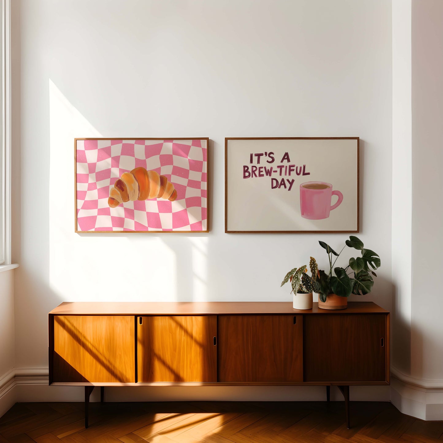 Pink Breakfast Prints - Set Of 2