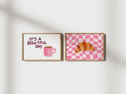 Pink Breakfast Prints - Set Of 2