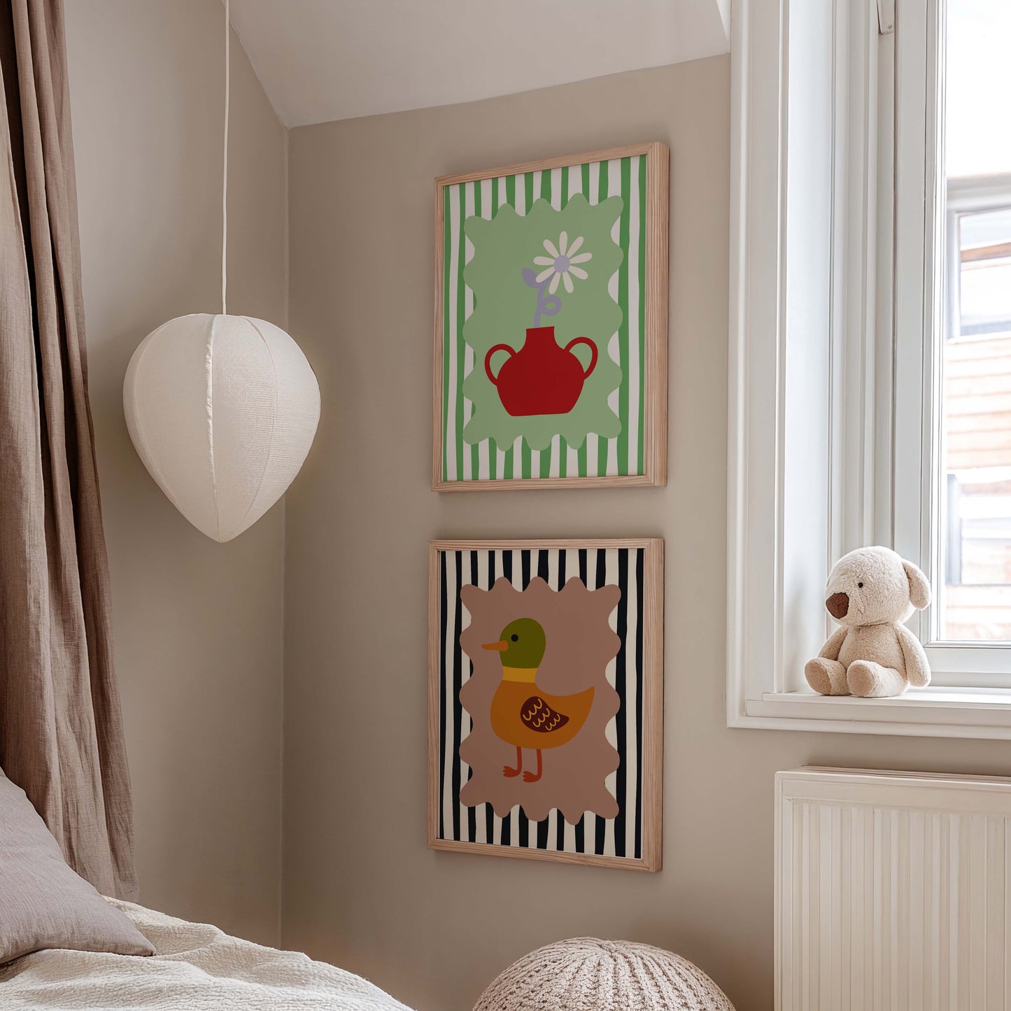 Flower & Duck Prints - Set Of 2
