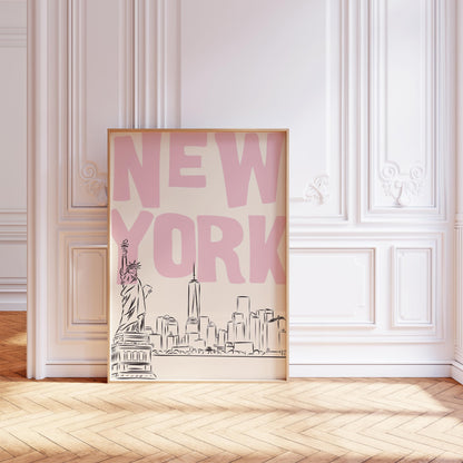 New York Skyline Pink