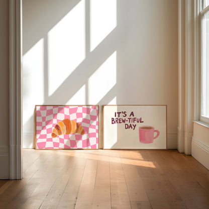 Pink Breakfast Prints - Set Of 2