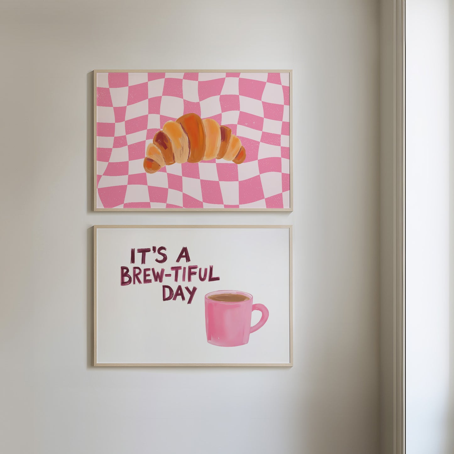 Pink Breakfast Prints - Set Of 2