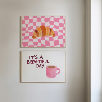 Pink Breakfast Prints - Set Of 2