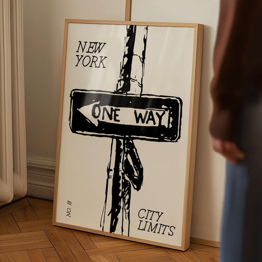 New York Street Sign Black
